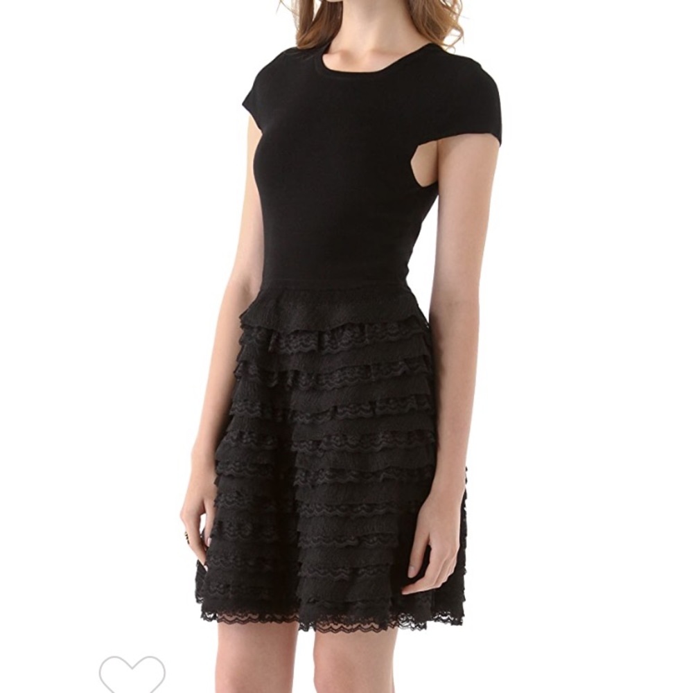 Alice Olivia Colette Tiered Skirt Black Dress NEW